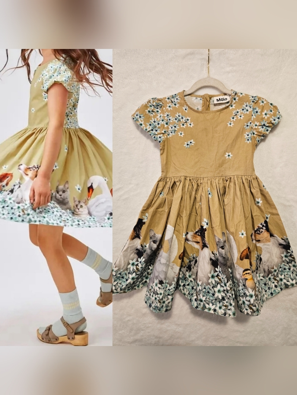 Molo Girl's Cyrilli Playful Floral & Animal-Print Dress sz 3T-4T, Height 98-104